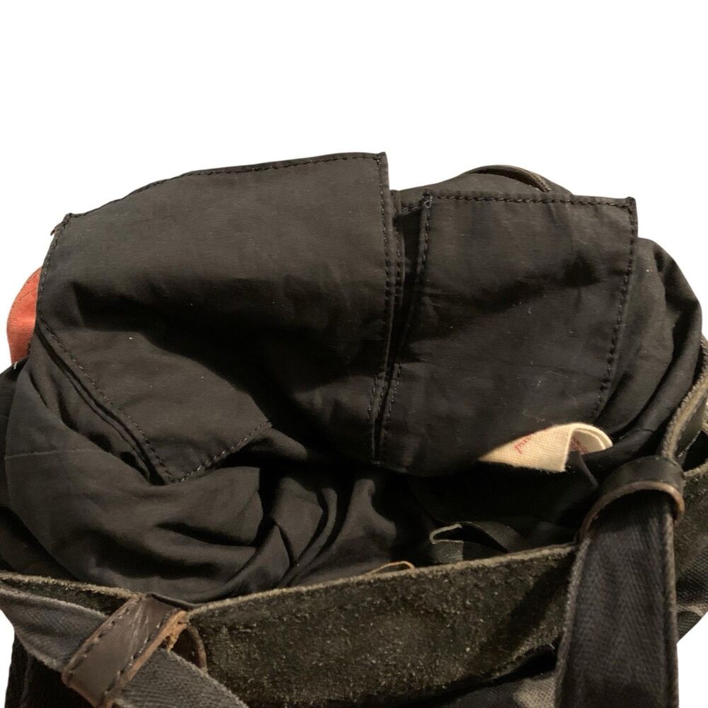 VTG Lucky Brand Leather Canvas Backpack Bag Floral Black Red Y2K Boho Drawstring - Picture 10 of 16